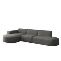 ECKSOFA Ottomane Palma Opera Velvet - Anthrazit, Holzwerkstoff/Textil (296/165cm) - Fun Möbel