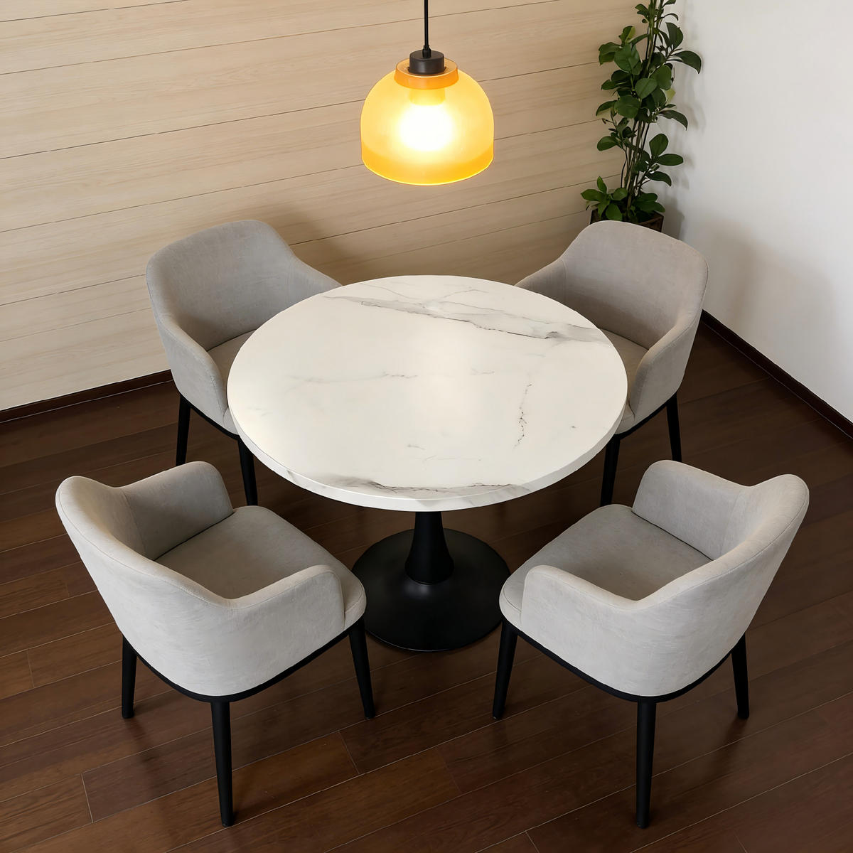 ESSTISCH runder 80 cm Weiß mit Metallgestell - Weiß, Holz (80/80/75cm) - Oxeza