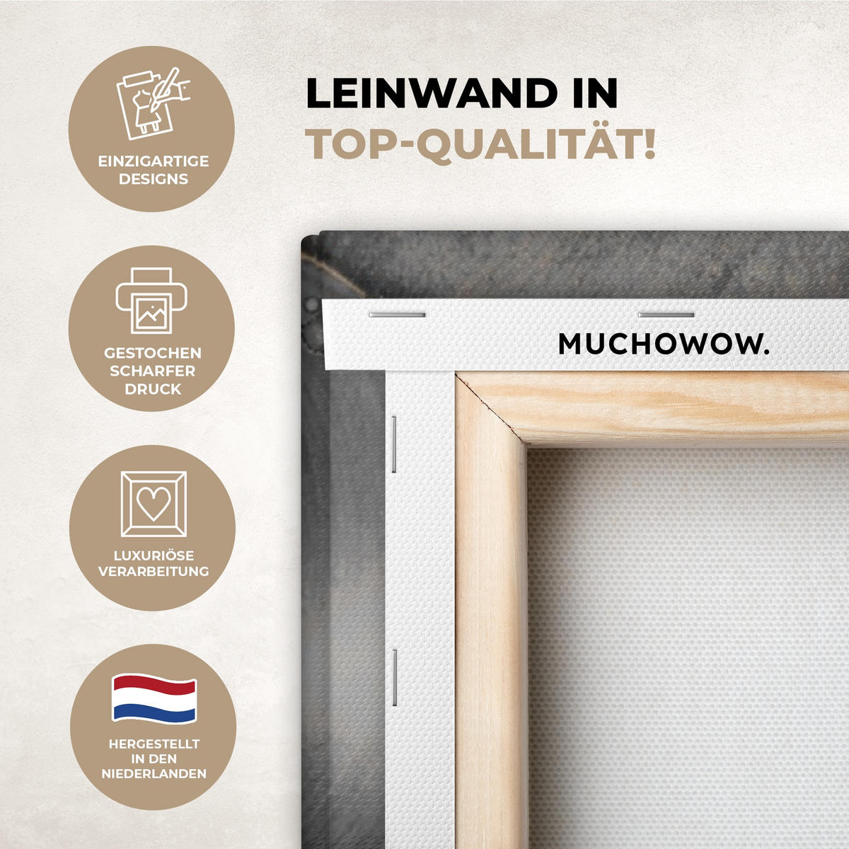 LEINWANDBILD Grau - Luxus - Gold - Marmor Deko Groß 90x140 cm - Dunkelgrau, Textil (90/140cm) - MuchoWow