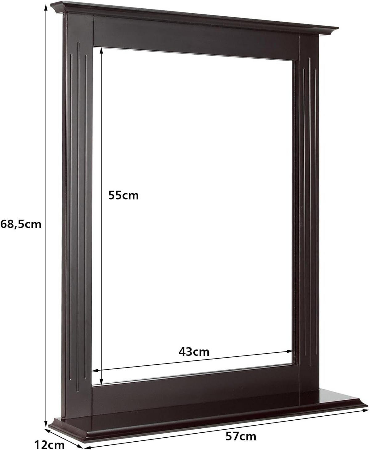 BADEZIMMERSPIEGEL Braun - Braun, Holz (12/69/57cm) - COSTWAY