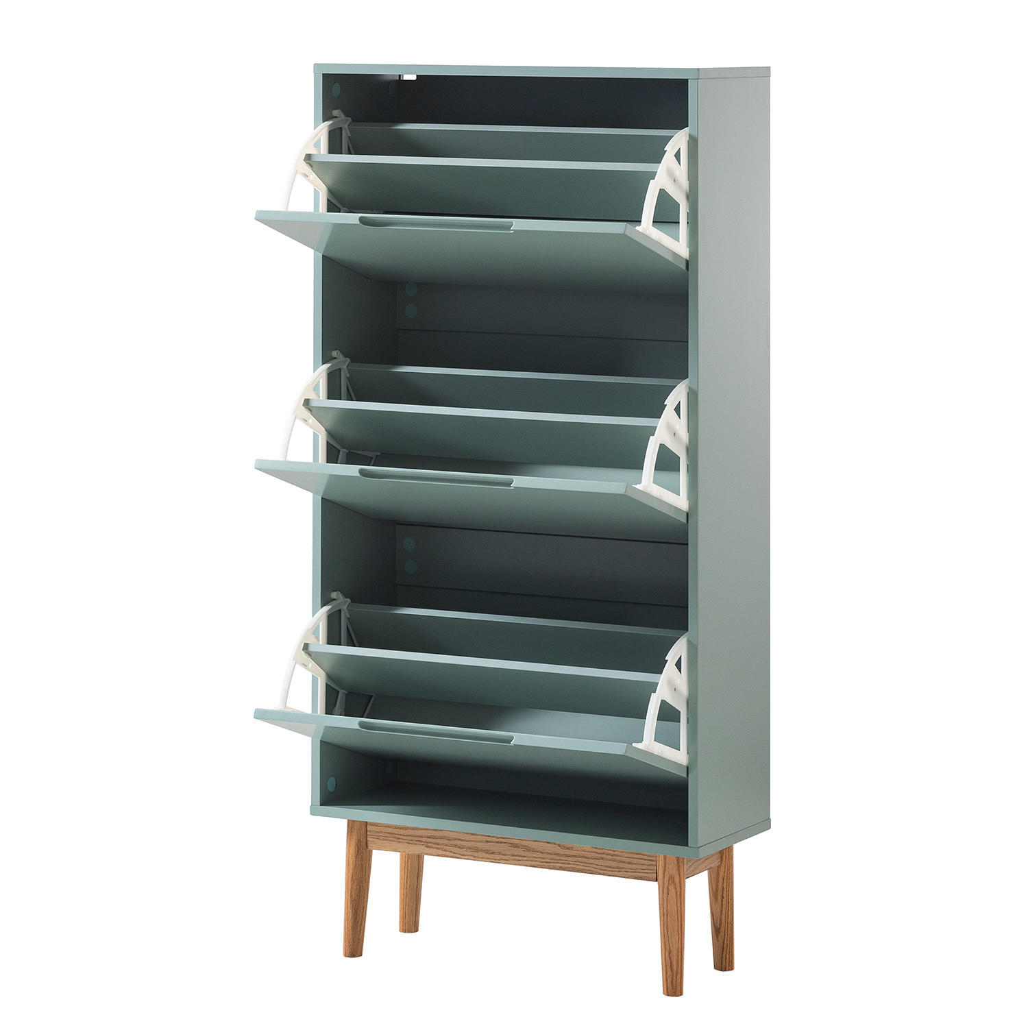 SCHUHKIPPER - Eichefarben/Mintgrün, Holzwerkstoff (63/130/24cm) - home24