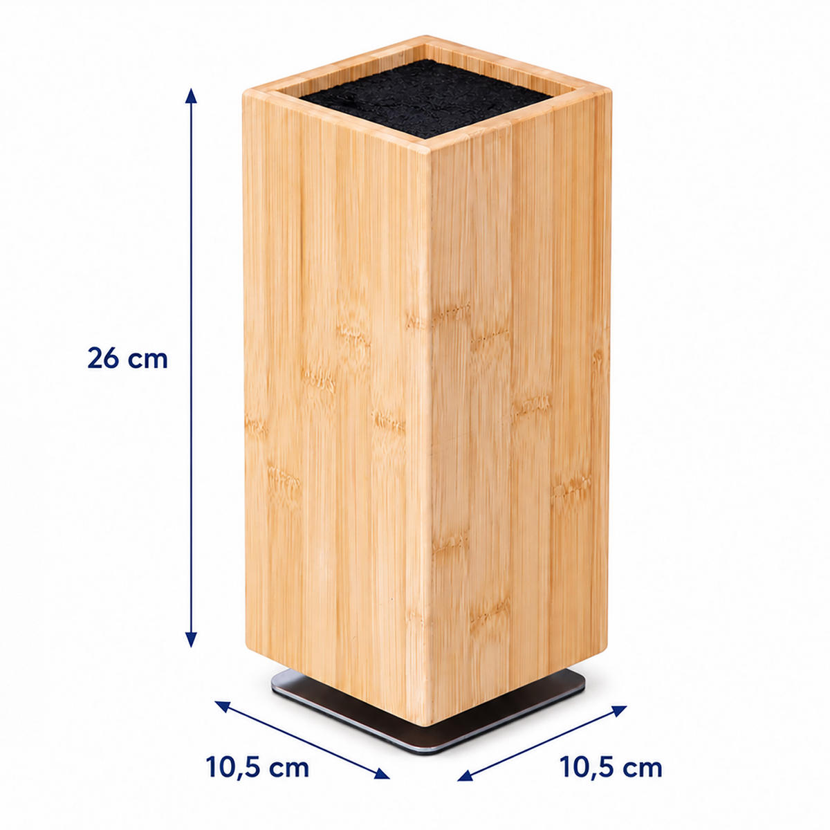 BLOK NA NOŽE Prírodná bambus magnetický otočný vložka zo štetín 26 cm - svetlohnedá, kov/drevo (10.5/26/10.5cm) - Relaxdays