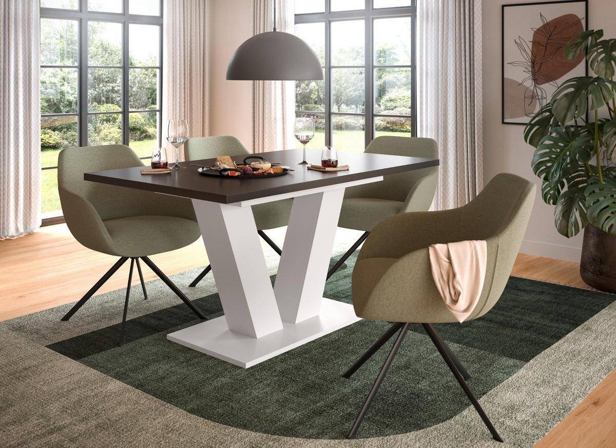 ESSTISCH weiß und grau, Küchentisch ausziehbar 150 - 190 cm - Weiß/Grau, Holzwerkstoff/Metall (150/90/76cm) - Inn.Furn