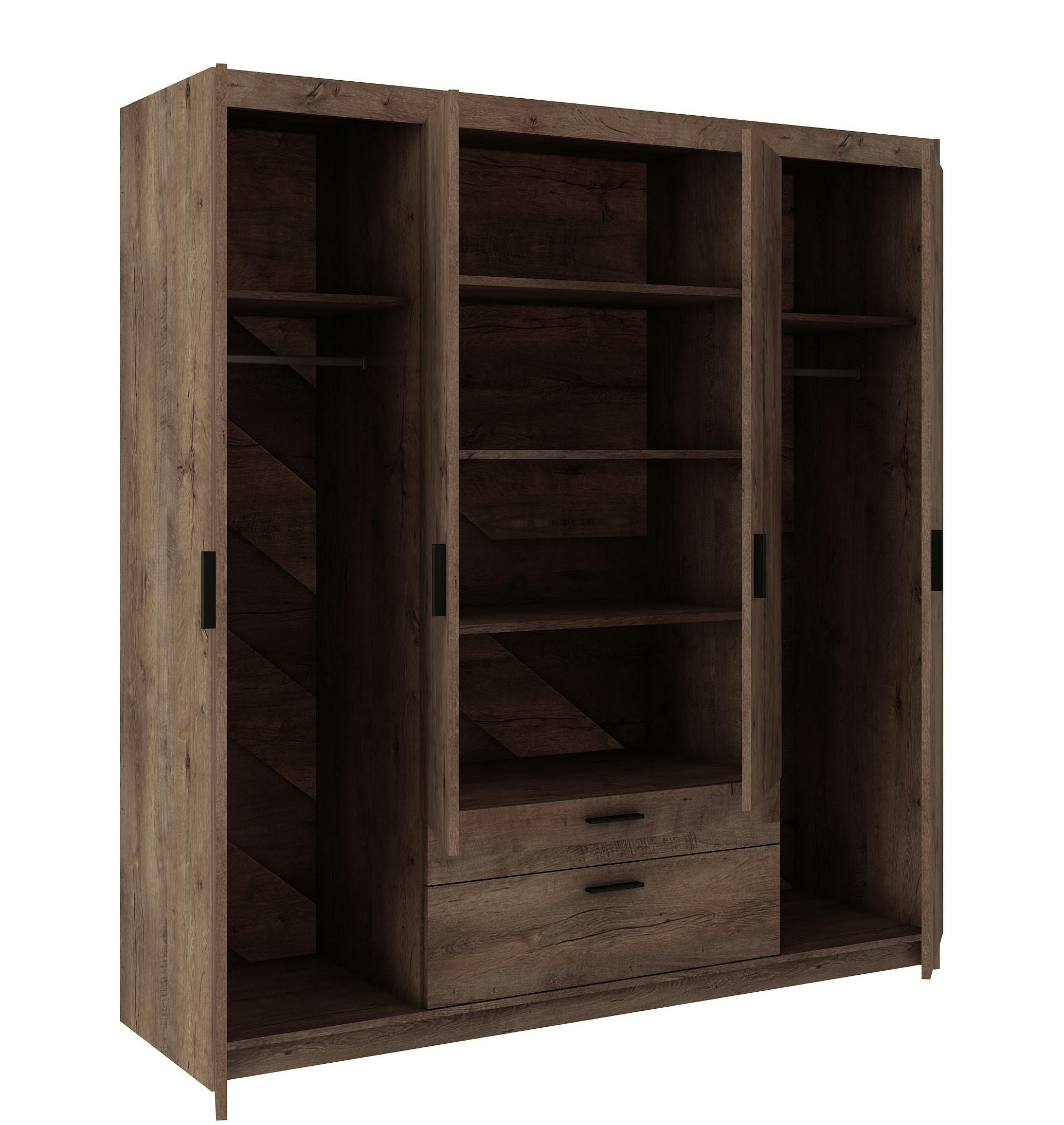 KLEIDERSCHRANK Storicos Eiche Lefkas 176,3/190,5/53 cm - 4T2S Modern mit Schubladen - Braun, Holzwerkstoff/Kunststoff (176.3/190.5/53cm) - AX Living