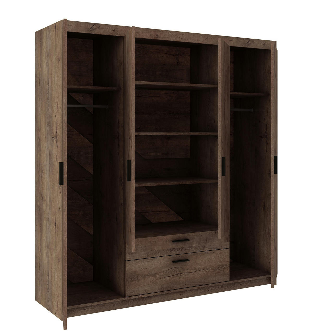KLEIDERSCHRANK Storicos Eiche Lefkas 176,3/190,5/53 cm - 4T2S Modern mit Schubladen - Braun, Holzwerkstoff/Kunststoff (176.3/190.5/53cm) - AX Living