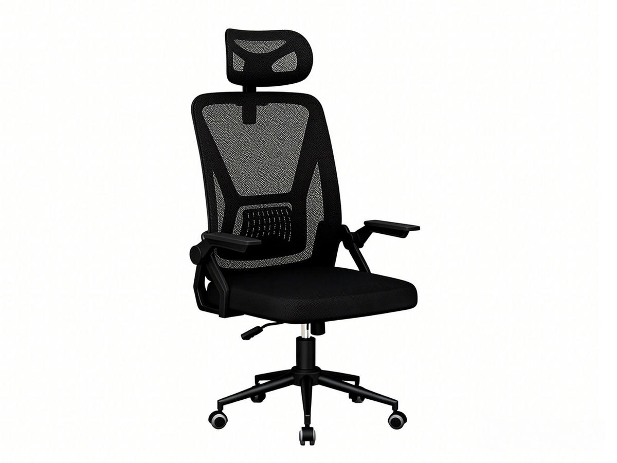 DREHSTUHL Webstoff Schwarz ergonomisch klappbare Armlehnen - Schwarz, Kunststoff (24/48/53cm) - Rattrix