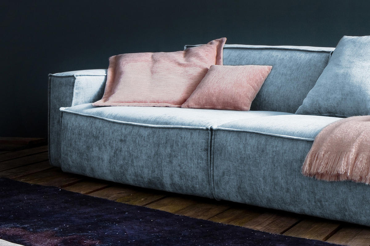 RIESENSOFA SAMU Hellblau Webstoff - Schwarz/Hellblau, Textil (418/72/106cm) - KAWOLA