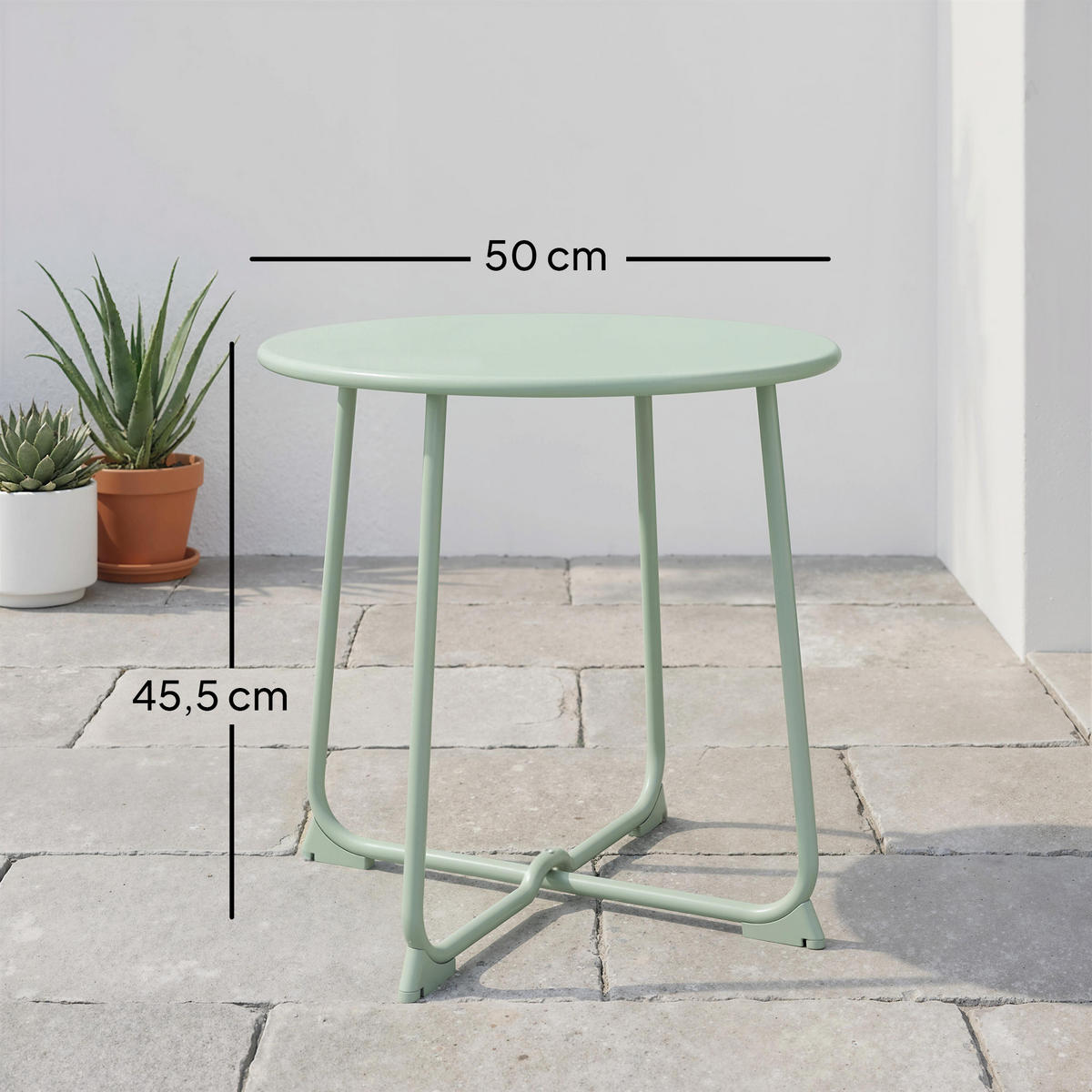 GARTENBEISTELLTISCH DE-14216 X-fuß, rund Dunkelgrün - Dunkelgrün, Metall (50/50/45.5cm) - ComfortXL