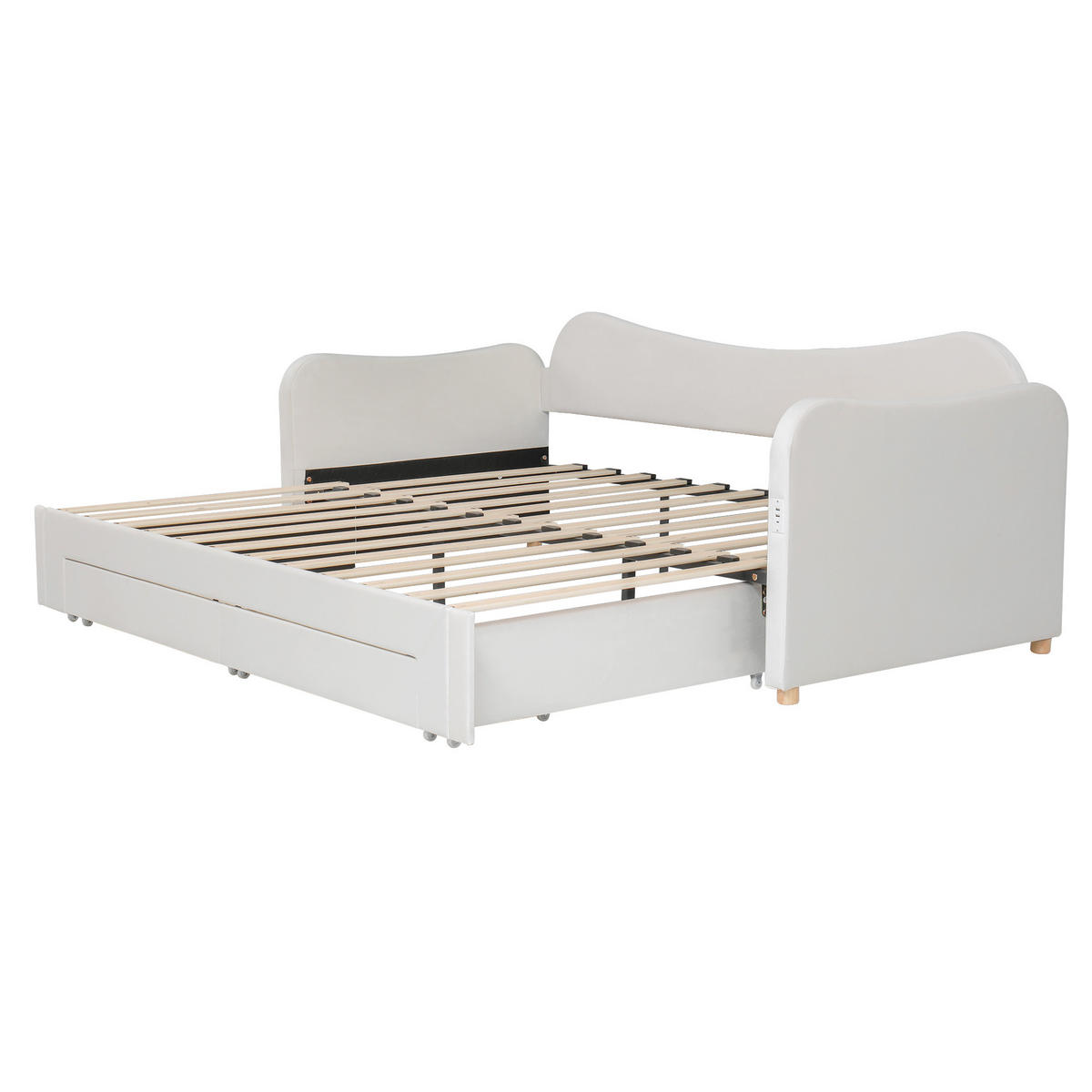 ČALOUNĚNÁ POSTEL 90/200 cm & 180/200 cm v béžové barvě se zásuvkami, USB a Type-C - béžová, kov/kompozitní dřevo (90/200cm) - CHICFURN
