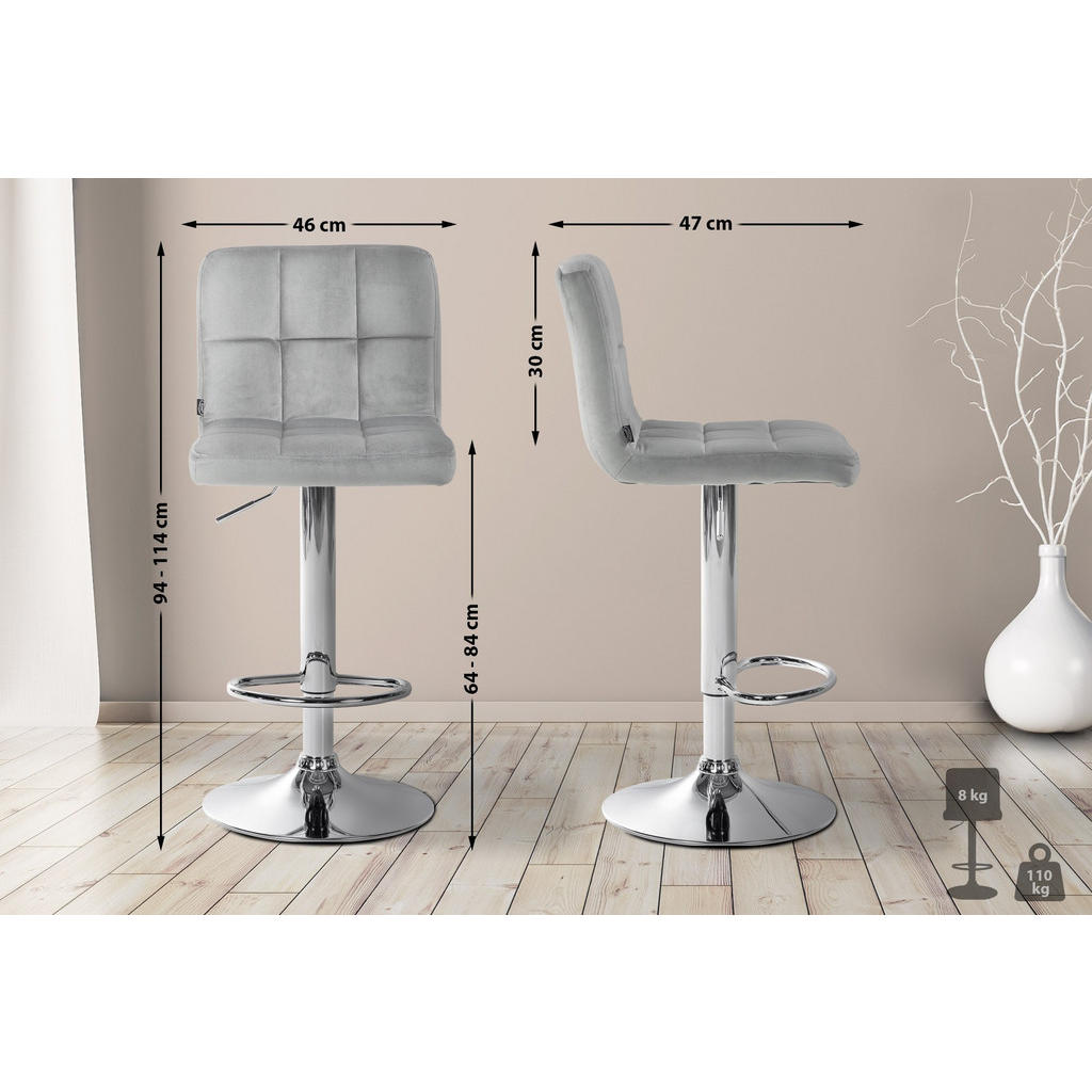 Thumbnail - CLP Barhocker, Grau, Textil, 46x94x47 cm, Esszimmer, Barmöbel, Barhocker