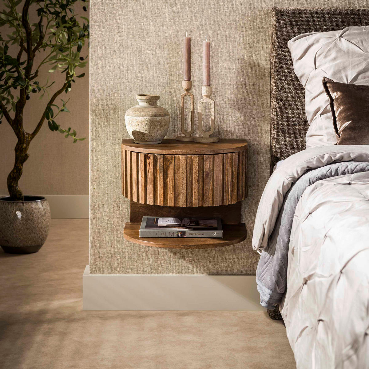 NACHTTISCH Shelve Beige 35/40/30 cm - Beige, Holz (40/30/35cm) - Hoyz Collection