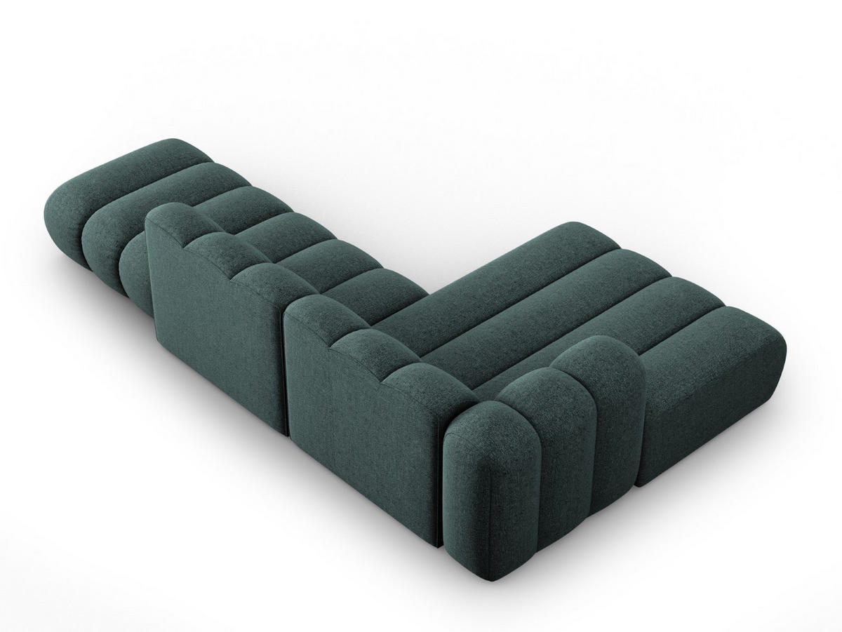 ECKSOFA modular links Lupine aus Chenille-Stoff petrol 5 Sitzplätze - Petrol, Textil (177/299cm) - Micadoni
