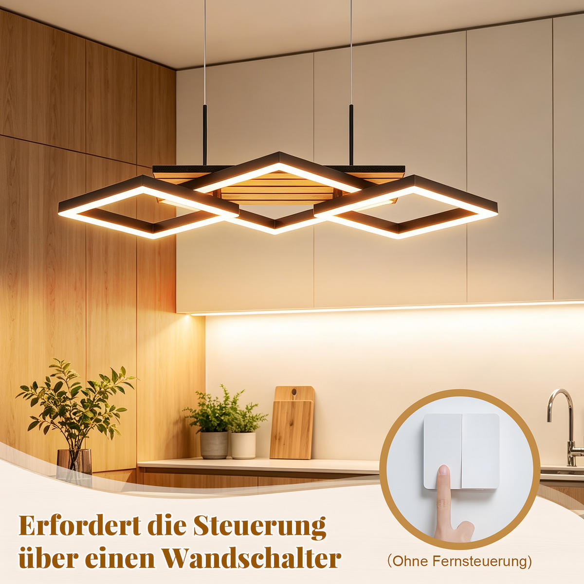 LED PENDELLEUCHTE Vespric 58/31/141 cm - Schwarz, Kunststoff/Metall (58/31/141cm) - ZMH