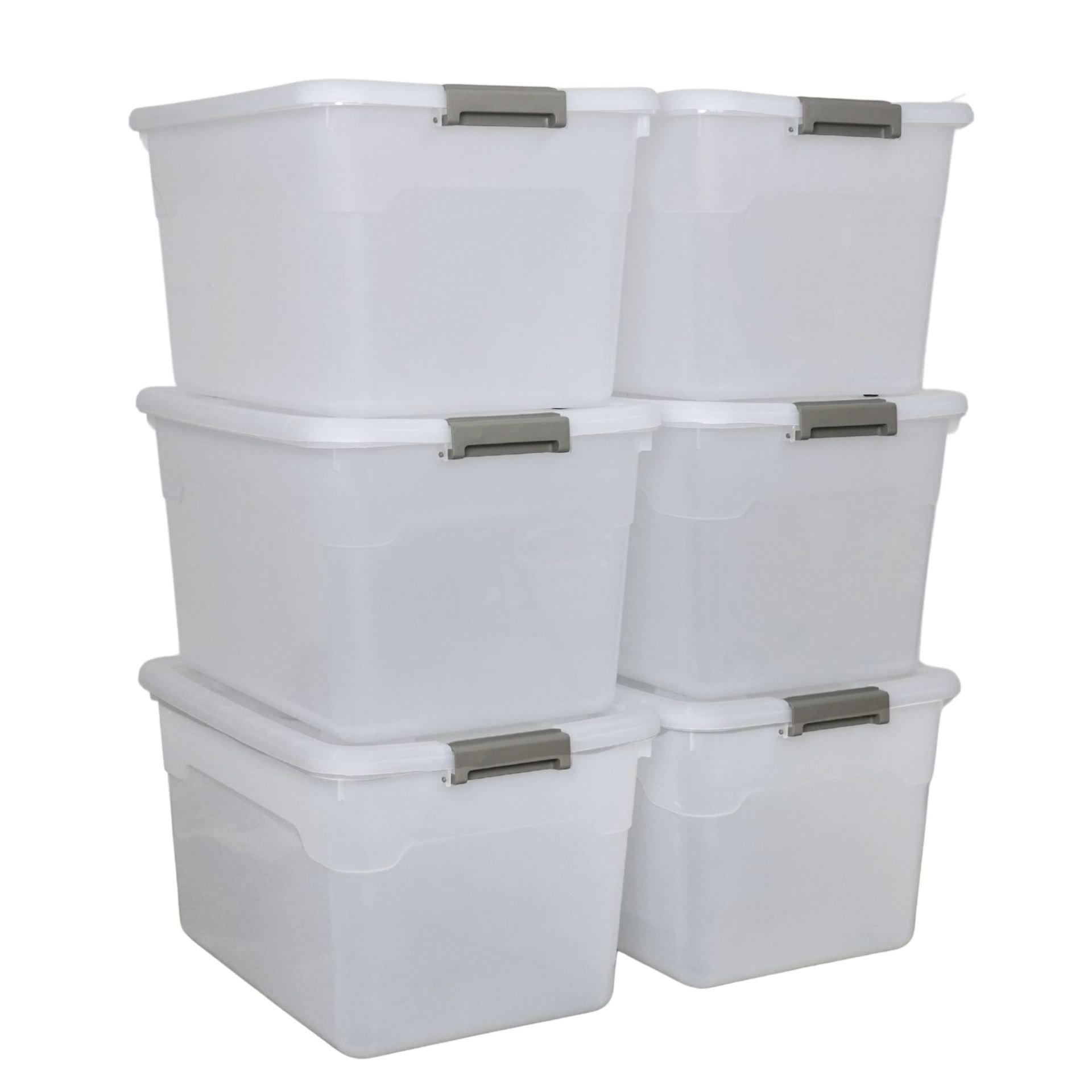 AUFBEWAHRUNGSBOX mit Deckel 60L im 6er Set Extra Groß Rollen transparent stapelbar - Transparent, Kunststoff (58/34/43cm) - PROREGAL