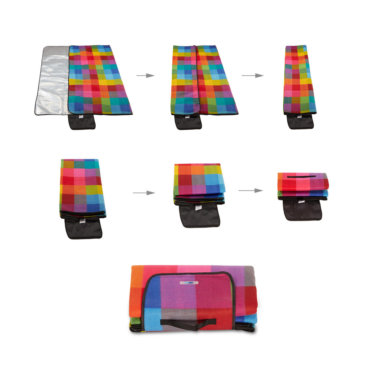 PIKNIKOVÁ deka - různobarevná, kov/textil (200/200cm) - Relaxdays