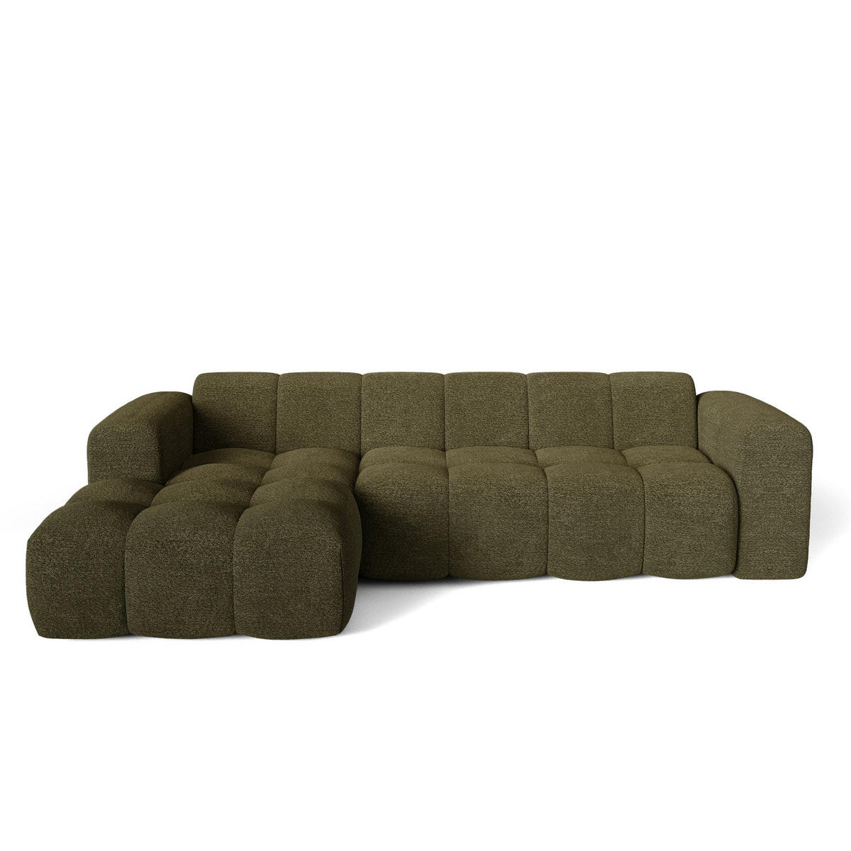 ECKSOFA (links) BLOOM Frottee Olivgrün 290cm - Olivgrün/Grün, Textil (290/164cm) - Premium Interiors
