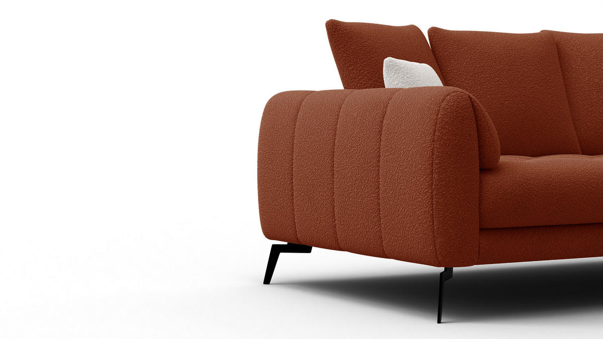 SOFA CALME 2,5-Sitzer, dunkelorange - Dunkelorange, Holz/Textil (199/92/108cm) - Courtois Laville