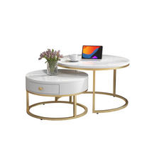 COUCHTISCH-SET aus MDF 70x70x48 cm Weiß, 2-teilig mit Marmormuster - Weiß, Holzwerkstoff (70/70/48cm) - IVMEU