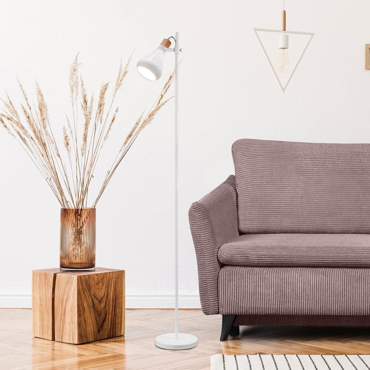 STEHLEUCHTE CORTODI 2-er Set, Weiß - Weiß, Holz/Metall (22/22/156cm) - KONSIMO®