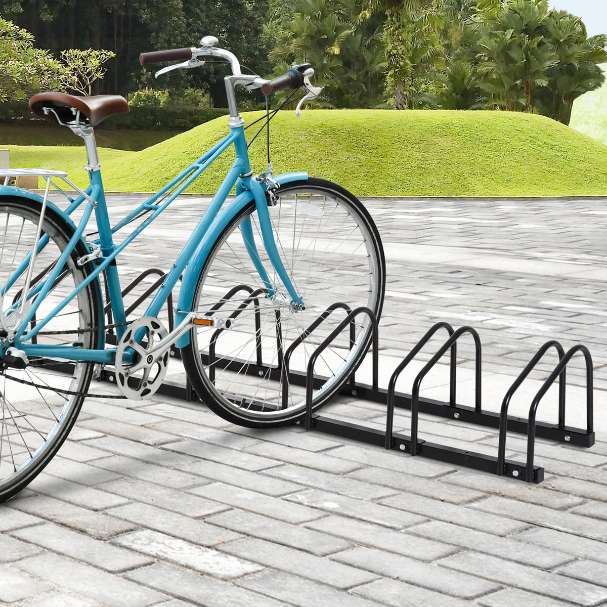 FAHRRADSTÄNDER, Stahl, Schwarz, 179L x 33B x 27H cm - Schwarz, Metall (33/27/179cm) - HOMCOM