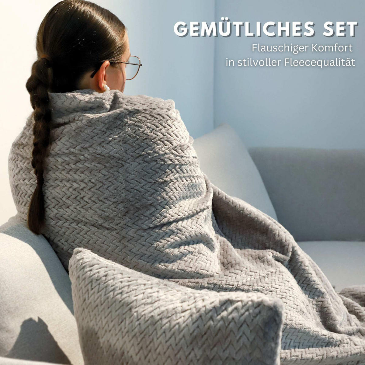 WOHNDECKE MIT DEKOKISSENHÜLLE COMFY-2 - Grau, Textil (140/190cm) - Esprit