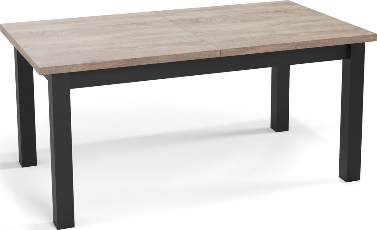 ESSTISCH Davidof rechteckig ausziehbar, Sonoma Eiche 160-200/80/76 cm - Schwarz/Sonoma Eiche, Holz/Holzwerkstoff (160/80/76cm) - WFL GROUP