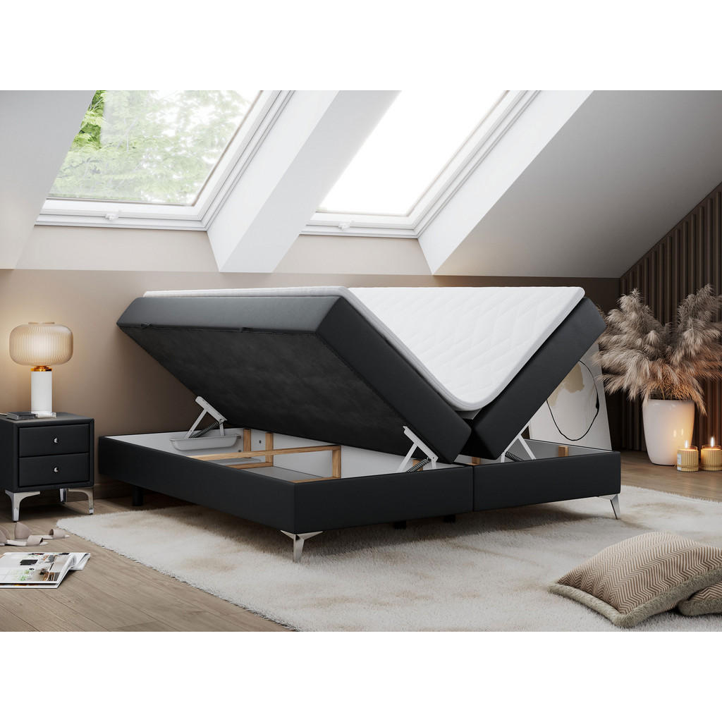 Thumbnail - MKS Boxbett, Schwarz, Textil, 2-Sitzer, H4, Rechteckig, 140x200 cm, Schlafzimmer, Betten, Boxspringbetten