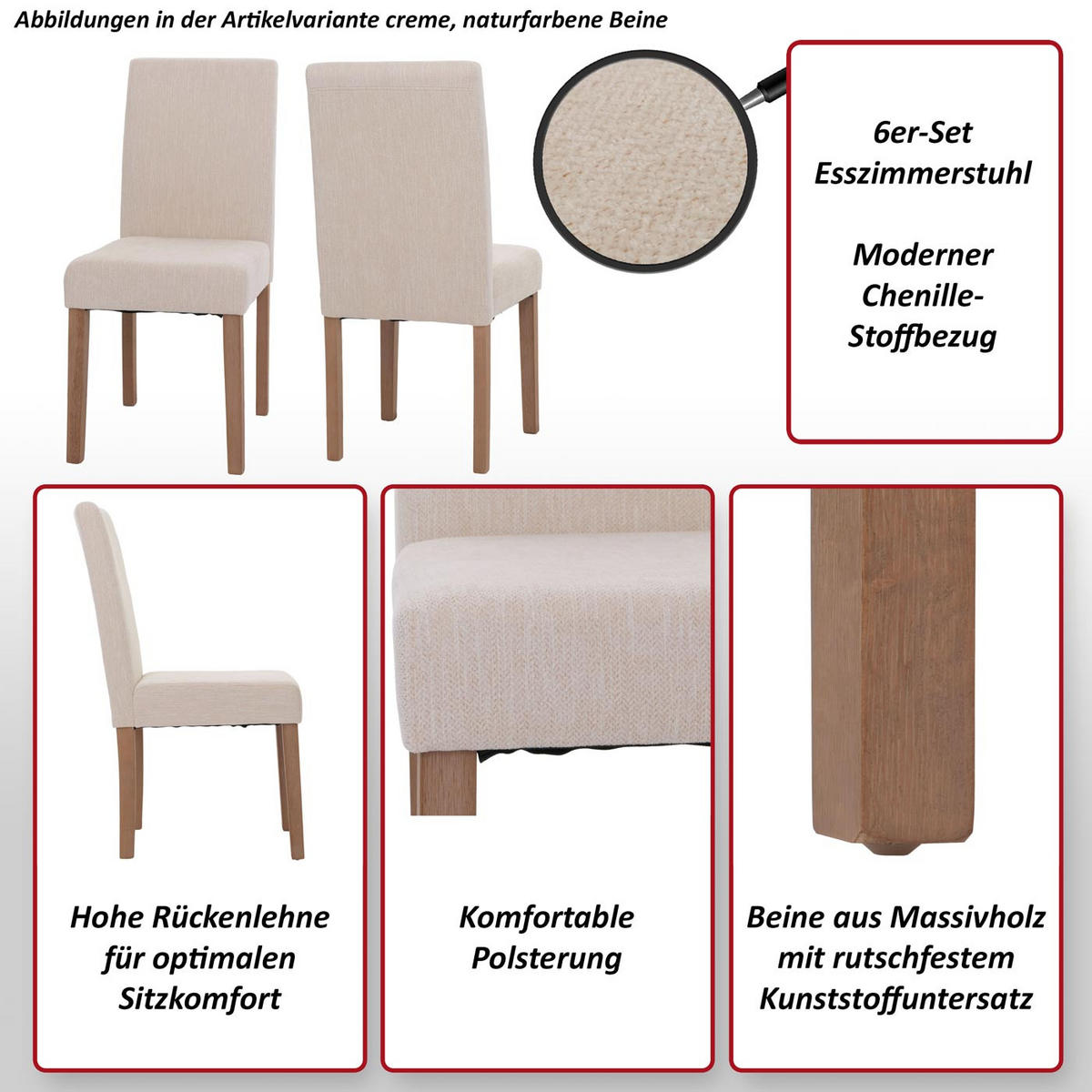 ESSZIMMERSTUHL Gelb 6er-Set - Gelb, Textil (42/90/50cm) - MCW