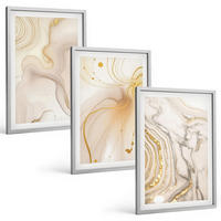 BILDER SET 3er Set - 40x60 cm Silberner Rahmen - Subtile abstrakte Muster - Silberfarben, Kunststoff (40/60cm) - TULUP