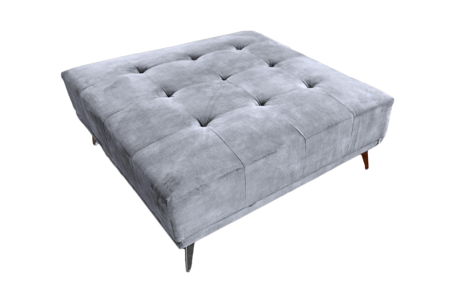 HOCKER WIOLO Grau Velvet - Silberfarben/Grau, Textil/Metall (110/42/110cm) - KAWOLA