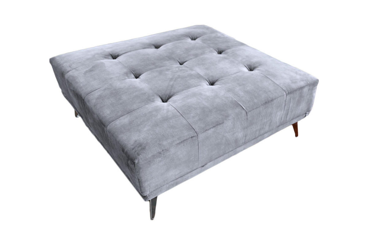 HOCKER WIOLO Grau Velvet - Silberfarben/Grau, Textil/Metall (110/42/110cm) - KAWOLA