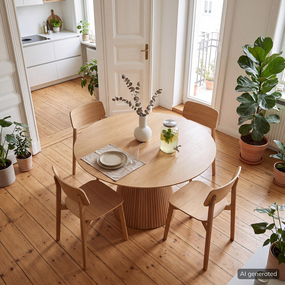 ESSTISCH - Eiche teilmassiv - Eichefarben, Holz/Holzwerkstoff (120/120/76cm) - home24