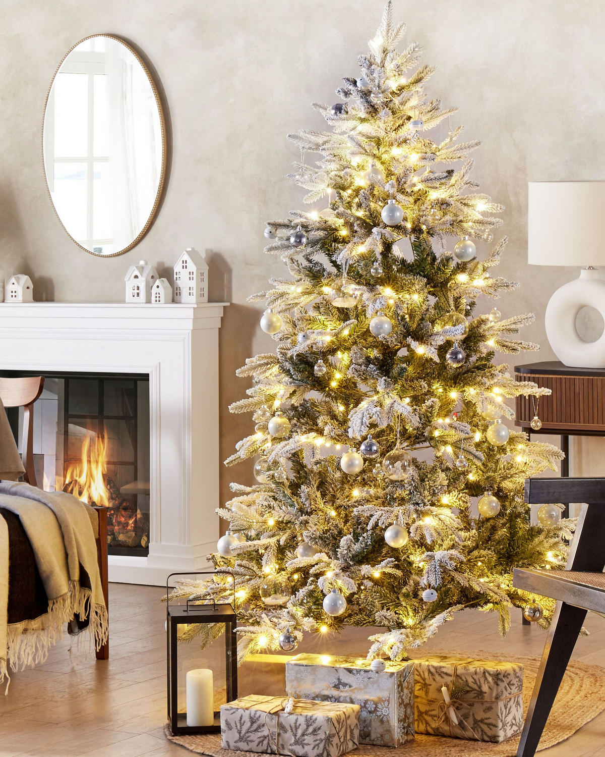 WEIHNACHTSBAUM 180 cm Weiß Miette - Weiß, Kunststoff (180cm) - Beliani
