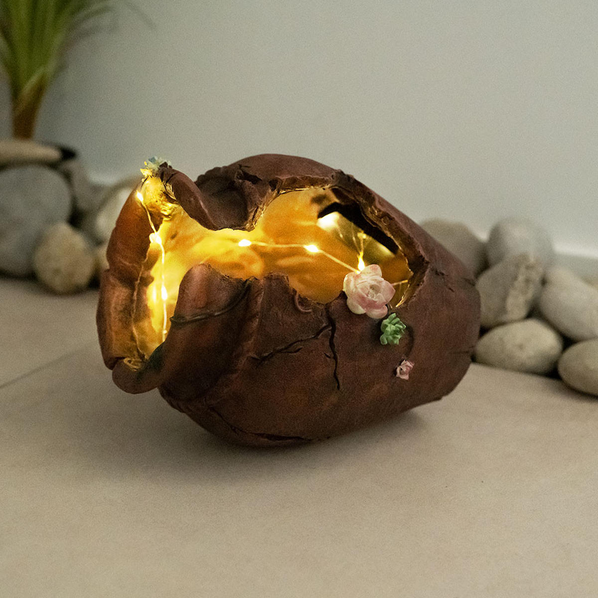 LED AUSSENLEUCHTE Blumentopf Braun - Braun, Kunststoff (27/20.3/20cm) - Globo Lighting