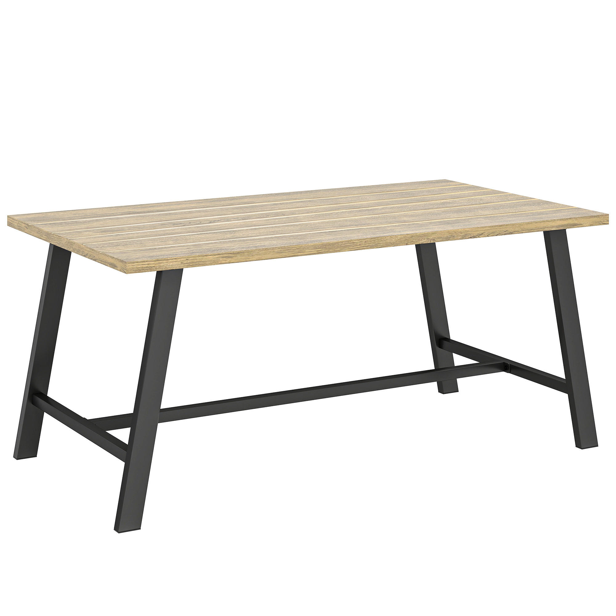 GARTENTISCH aus Metall Schwarz, Braun - Schwarz/Braun, Metall (100/55/45cm) - Outsunny