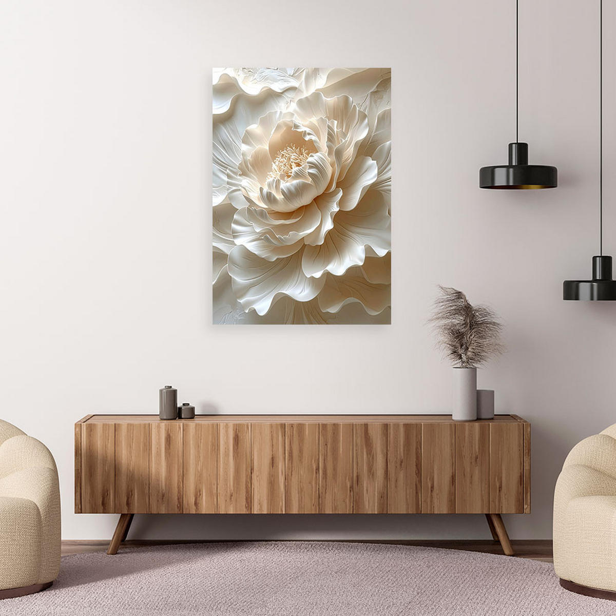 BILD auf Leinwand, Blume - Weiß, Textil (60/90cm) - Feeby