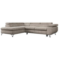 ECKSOFA PEDRO L Beige Struktur - Links Seite - Beige/Schwarz, Textil/Metall (208/273cm) - MKS
