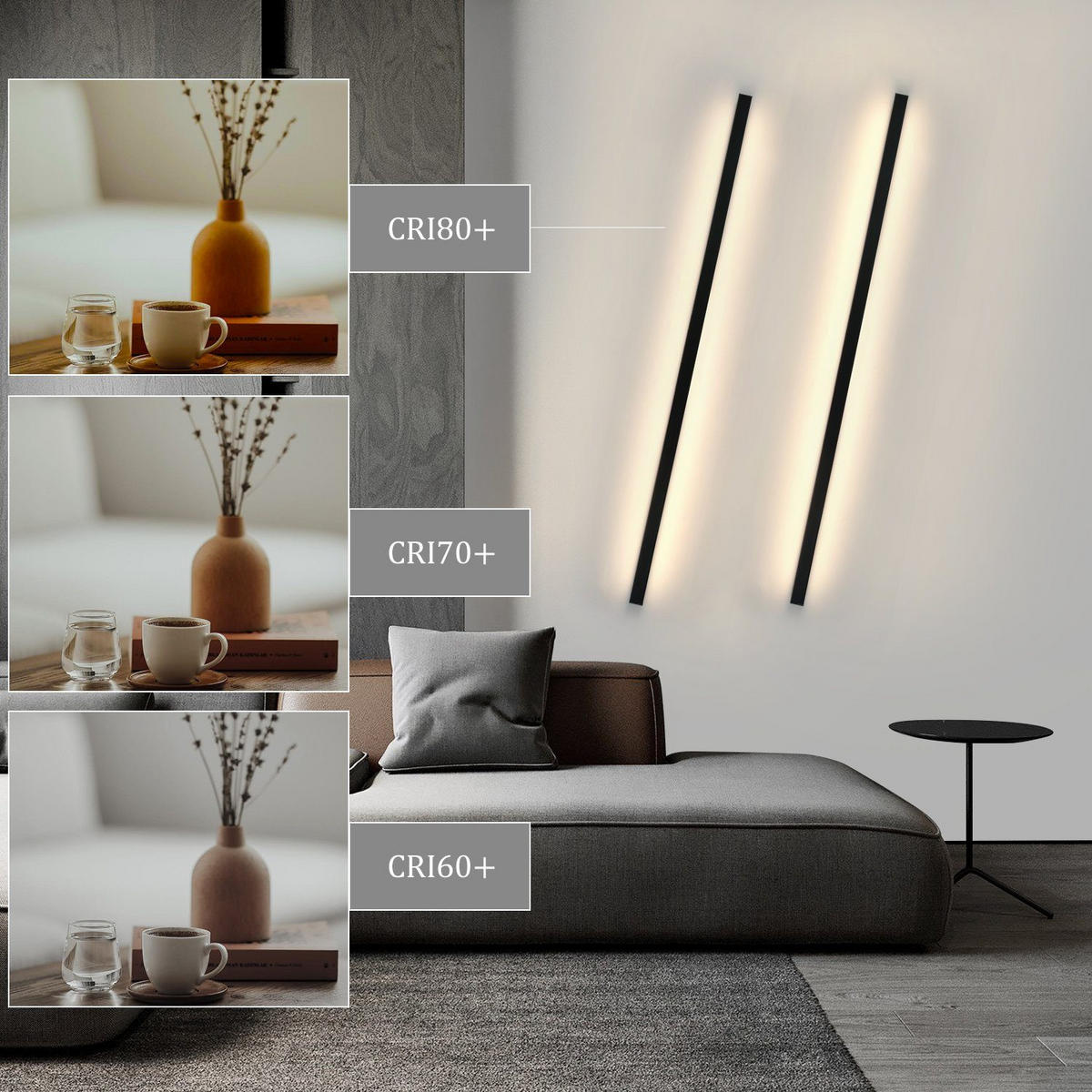 LED-WANDLEUCHTE Flash 2.5/4/100 cm - Schwarz, Metall (4/100/2.5cm) - ZMH