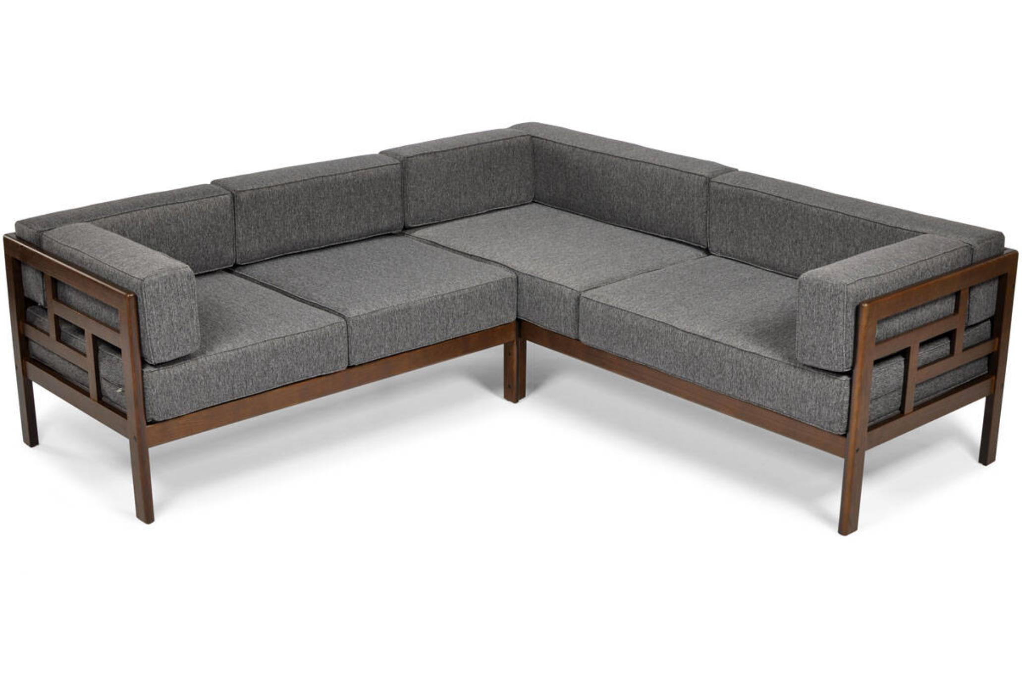 GARTENECKE Eden Graphit, mit Braun Gestell - Graphitfarben/Braun, Holzwerkstoff (202/72/209cm) - Bettso