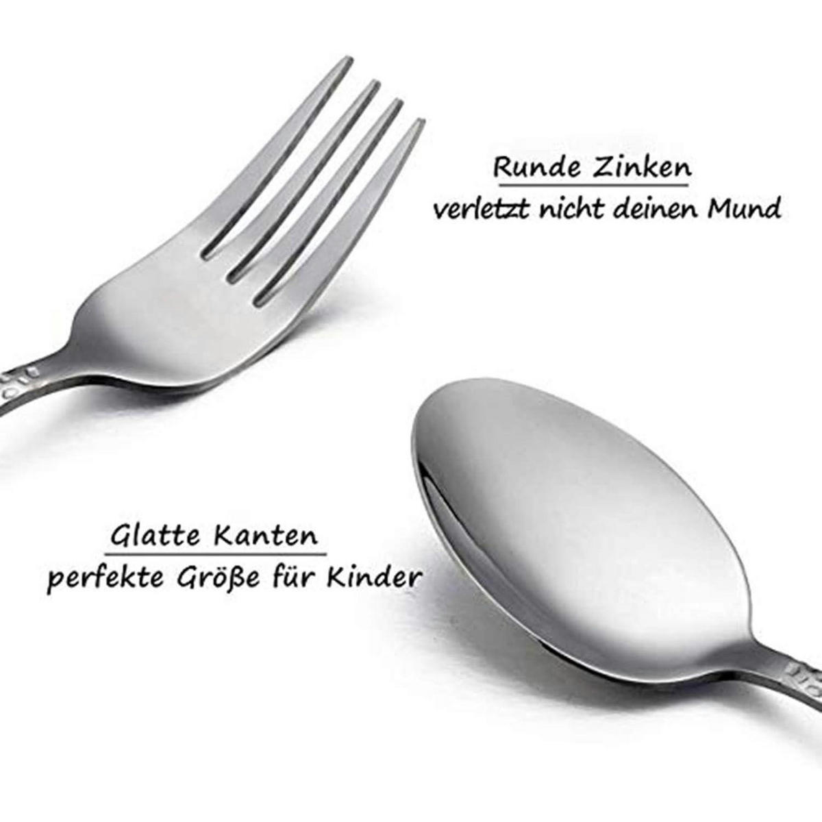 KINDERBESTECK 9-teiliges Set Edelstahl Hammergriff - Silberfarben, Metall