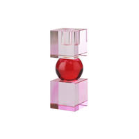 KERZENHALTER Sari 2 Cubes, Glas, Hellrosa / Rot, H 14 cm - Pink, Glas (7/15/7cm) - Gift Company