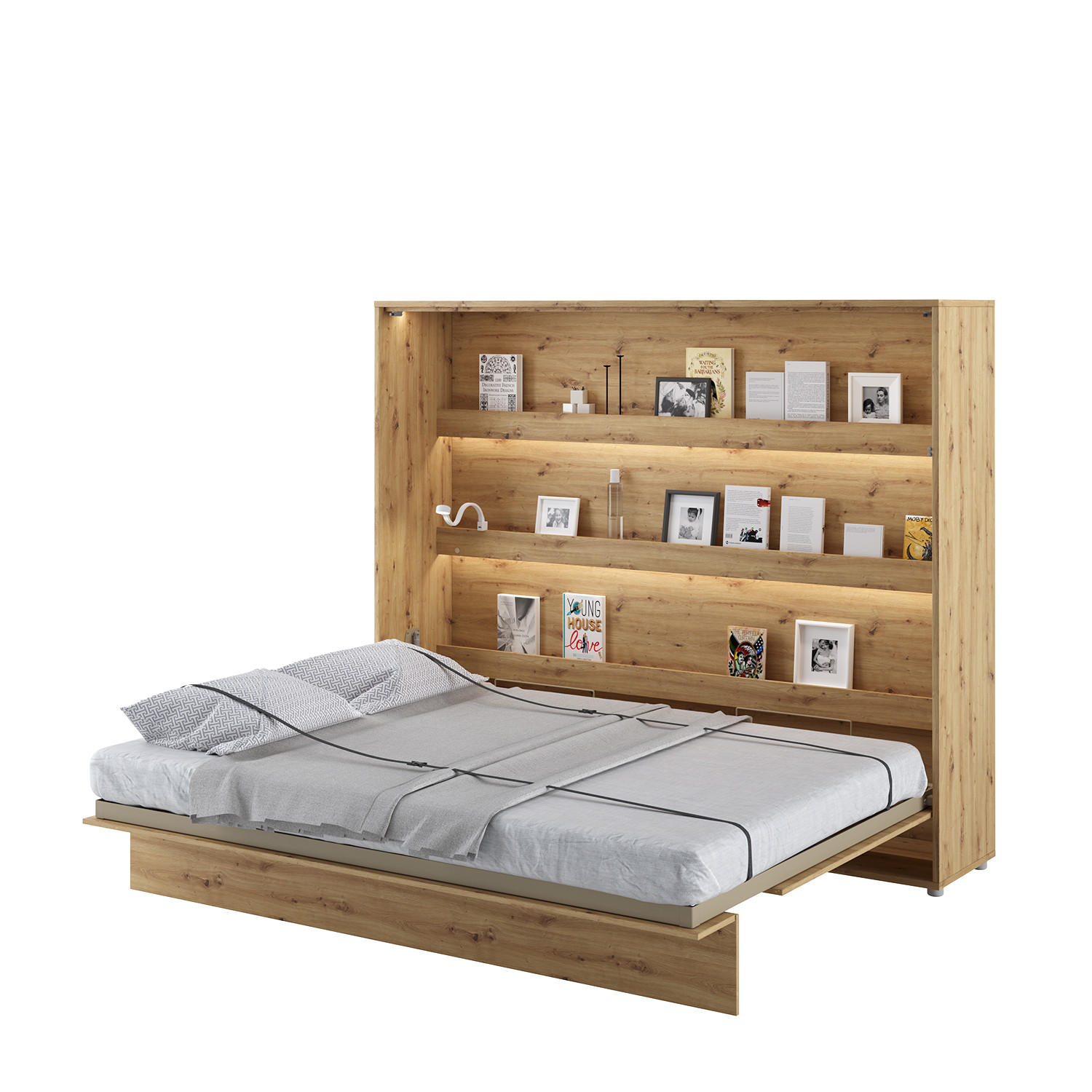 SCHRANKBETT BC-14 - 160x200cm Horizontal - Artisan Eiche mit Matratze - Eiche Artisan, Holzwerkstoff (200/160cm) - Meblini
