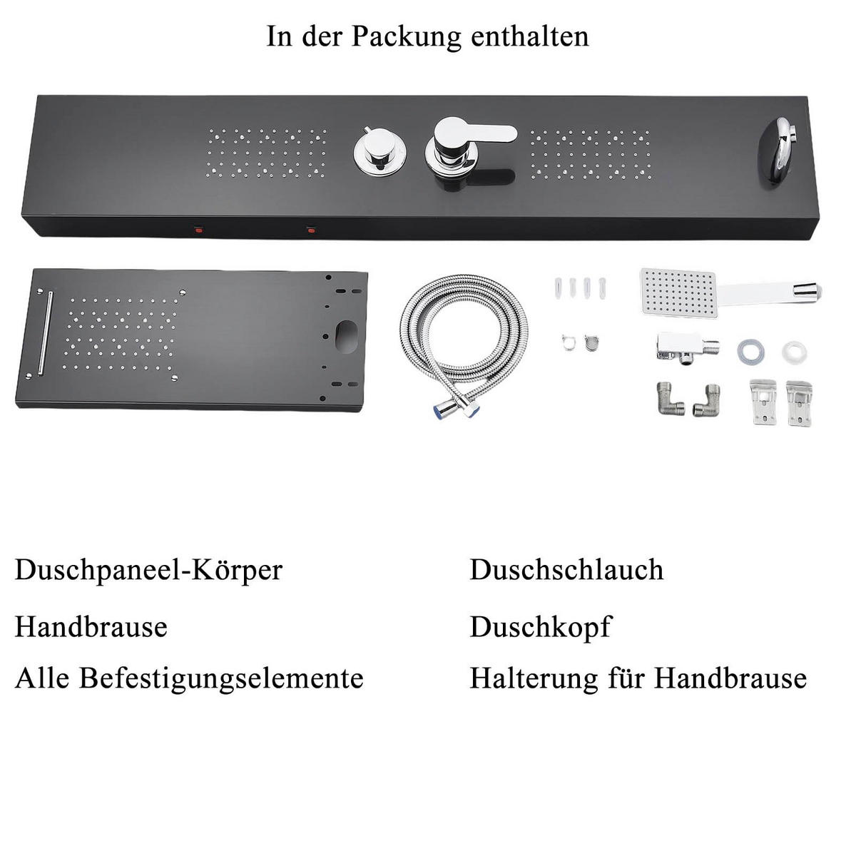 ÜBERKOPFBRAUSESET LED Regendusche Wasserfall Massagedusche - Schwarz, Metall (20/122/46.5cm) - Kaket