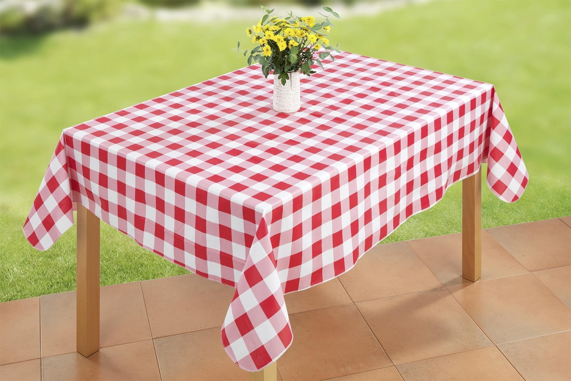 TISCHDECKE kariert 180/140 cm - Rot, Kunststoff (180cm) - Maximex