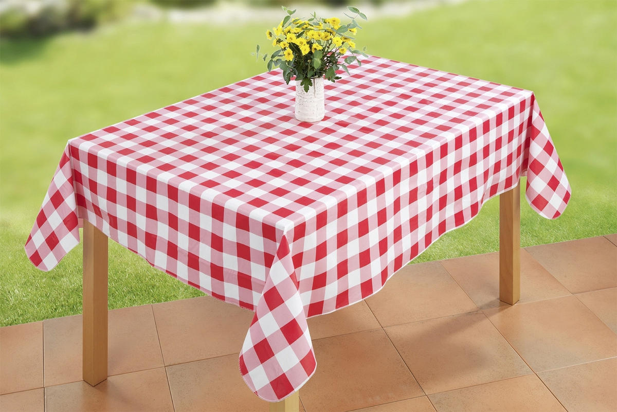 TISCHDECKE kariert 180/140 cm - Rot, Kunststoff (180cm) - Maximex