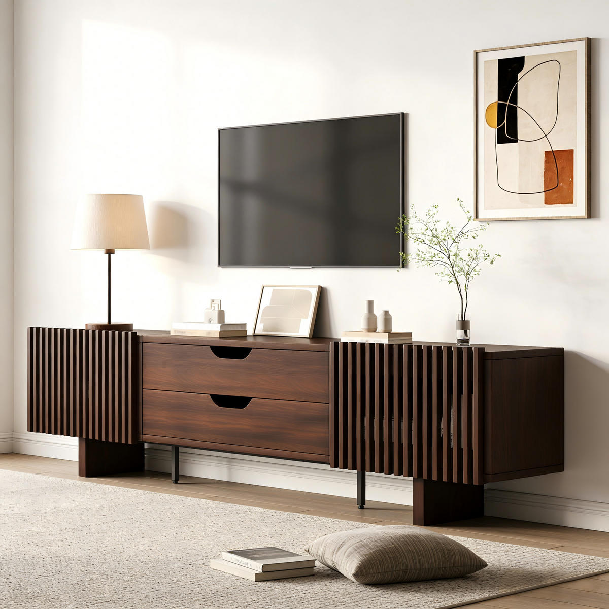 TV-SCHRANK 180/40/45 cm Nussbaum dunkel mit 2 Schubladen und 2 Türen - Nussbaumfarben, Holzwerkstoff (180/45/40cm) - Oxeza