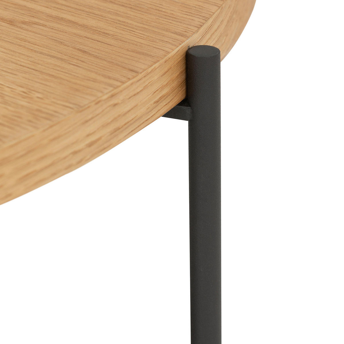 FURNIERTER COUCHTISCH - Eiche / Schwarz - Eichefarben, Holzwerkstoff/Metall (70/70/45cm) - home24