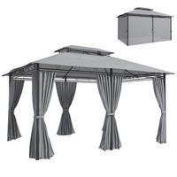 GARTENPAVILLON mit Vorhängen und belüftetem Dach, moderner Outdoor-Pavillon für Garten und Terrasse, Dunkelgrau - Dunkelgrau, Metall (400/280/300cm)