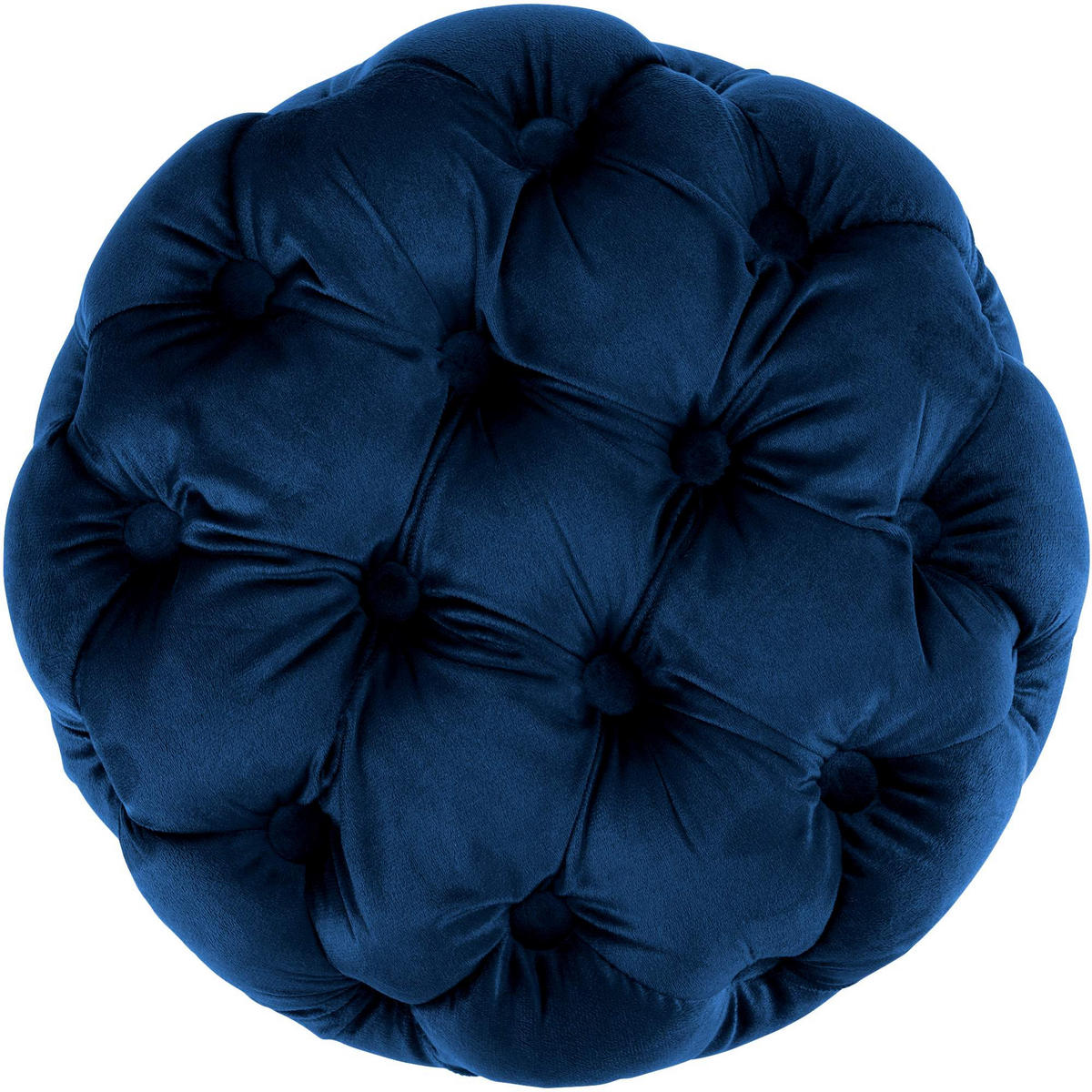 SITZHOCKER Bador Samt Blau Hocker Schlafzimmer - Blau, Textil (42/46/42cm) - DELUKE