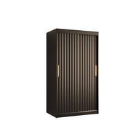 SCHWEBETÜRENSCHRANK 200/100/62 2-türig - Goldfarben/Schwarz, Holz/Kunststoff (100/200/62cm) - Abiks Möbel